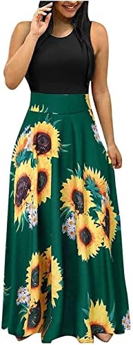 Fragarn плус големина ромпери за жени облеки, женски моден случај на обичен печатење на вратот со кратки ракави со долги фустани со голема големина