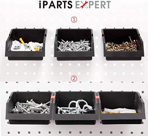 Iparts Expert 90PCS Pegboard Hooks Assomate 1/4 инчи со отпадоци од Pegboard, прилози за табли за пег и корпа за корпи за пакувања поставени за