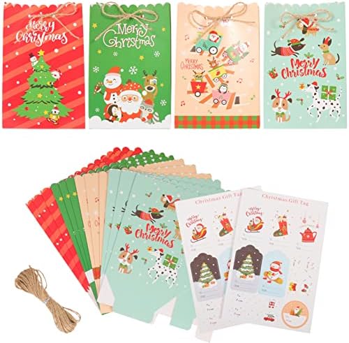 Zerodeko 1 Поставете божиќни кутии за кутии за кутии за бонбони за пекари за пекари со кутии со ознаки за подароци за јаже