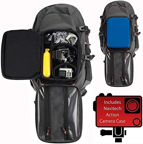Ранец на ранец на фотоапаратот Navitech Action и сина боја со интегрирана лента за градите - компатибилен со Action Action Camera Jadfezy