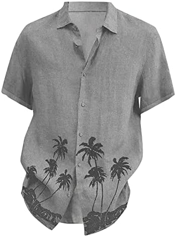 Dudubaby Mens Hawaiian Burtics Casual Lapel Beach Holiday Носење модни графички маички со кратки ракави врвови