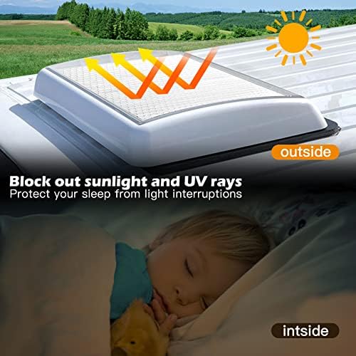 Изолатор за вентилатор Miyabala RV Vent, RV Skylight Cover со рефлексивна површина, густа изолација од пена за RV Camper UV заштита за заштеда
