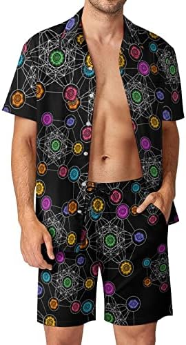 Метатрон коцка со 2 парчиња облека од 2 парчиња плажа на хавајски копче надолу со кошула со кратки ракави и шорцеви костуми