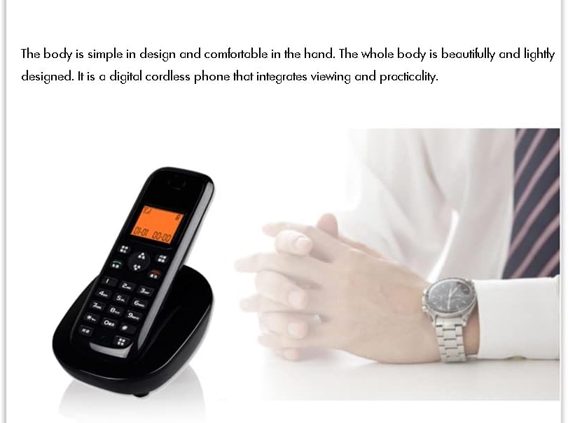 Houkai 1 слушалка за телефонски систем безжичен телефон со лична карта, портокалова LCD -позадинска осветлување, светлечки копчиња