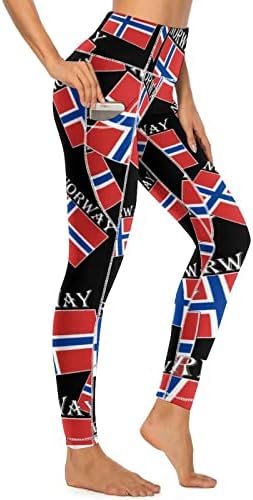 Норвешко Знаме Женски Јога Панталони Со Висок Струк Со Џебни Хеланки За Вежбање