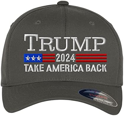 Обичај везена Трамп 2024 Земете ја Америка FlexFit 6277 Бејзбол капа.