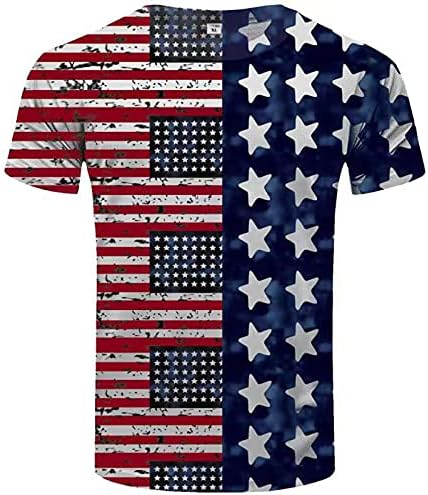 Печати маица за печатење на starsвезди и ленти за мажи Американско знаме САД Ден на независност на 4-ти јули во јули, војник за кратки ракави