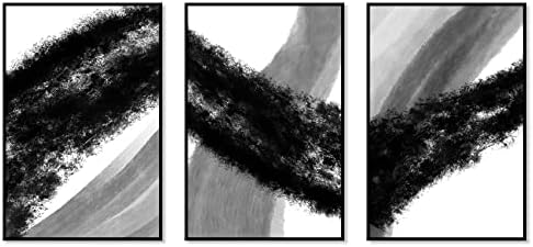 3 компјутери врамени платно wallидна уметност крива мозочен удар со линија, текстура апстрактни илустрации на четка за четкички минимализам