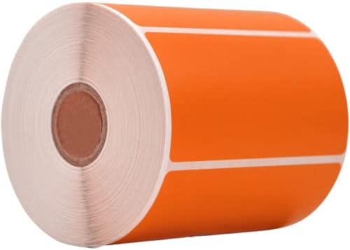 WOD Racing Orange Nametag Label Rolls - 4 x 2 инчи, 500 празни налепници по ролна, правоаголно трајно лепило за кодирање во боја, етикетирање,