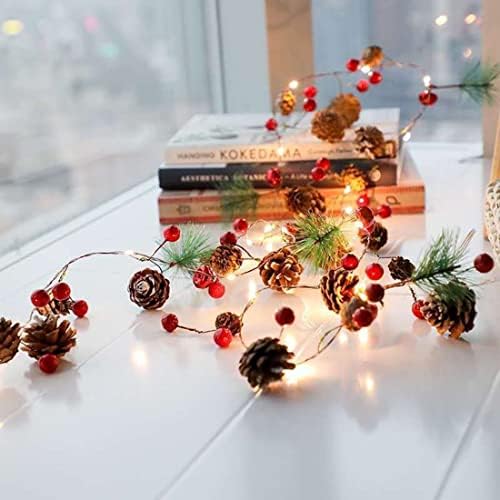 Доживот Божиќна Венец Со Борова Црвена Бобинка Со Есенски Декор Венец Светла Внатрешни Украси За Благодарност На Отворено Божиќна Забава,