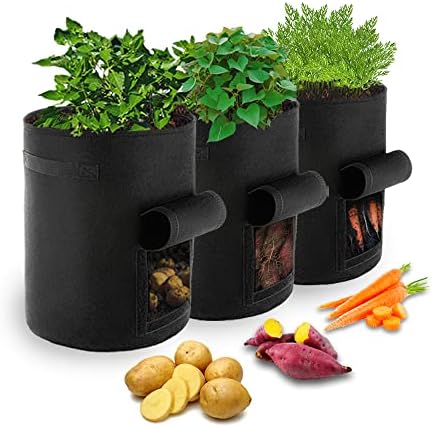 PIC N PAC Growers Компир растат торби 10 галон со размавта прозорец -топични градинарски кеси за одгледување зеленчук и овошје