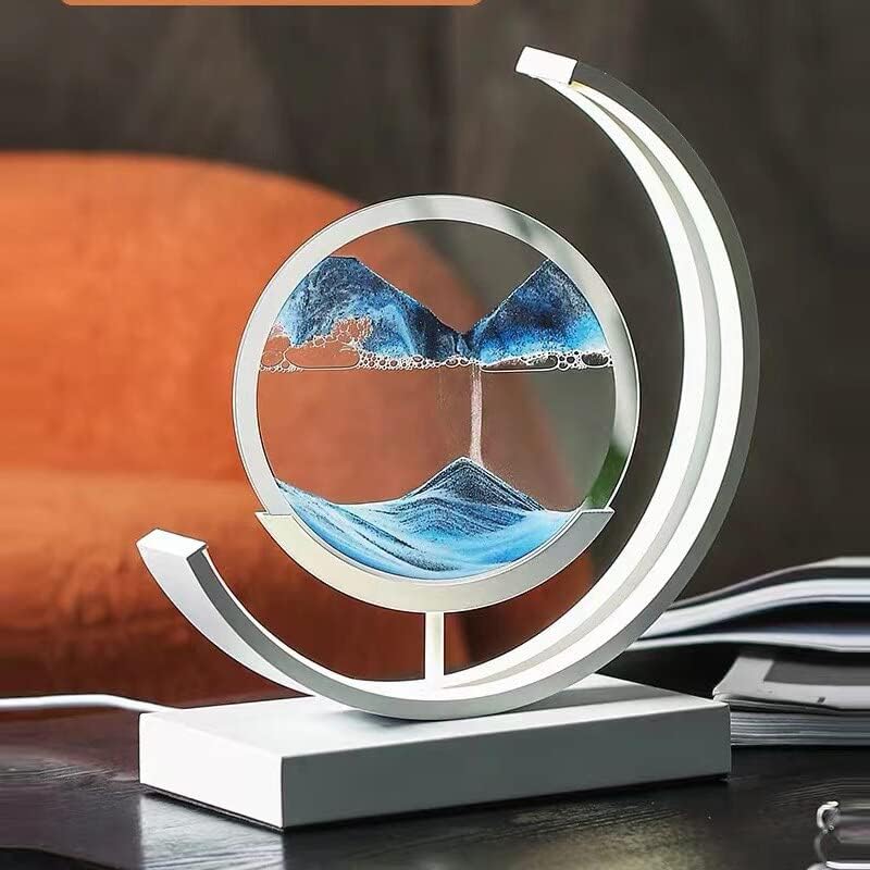 Jjry Quicksand Safticant-Table Lamp-3D Hourglass LED домашен песок сцена Динамички тркалезен декор за стакло ламба-креативни