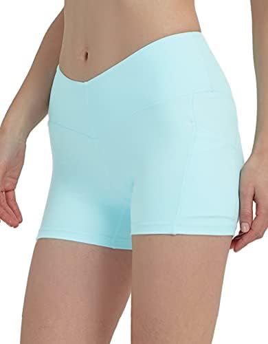 Sissycos V-Waist Biker Shorts со џебови за жени за контрола на стомакот за контрола на јога