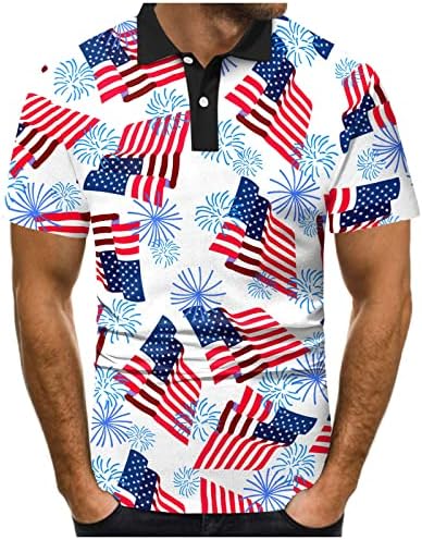 2023 Нови мажи мода пролетно лето лето -лесен случај на кратки ракави, знаме на вратот, печатени маици Топ блуза џеб