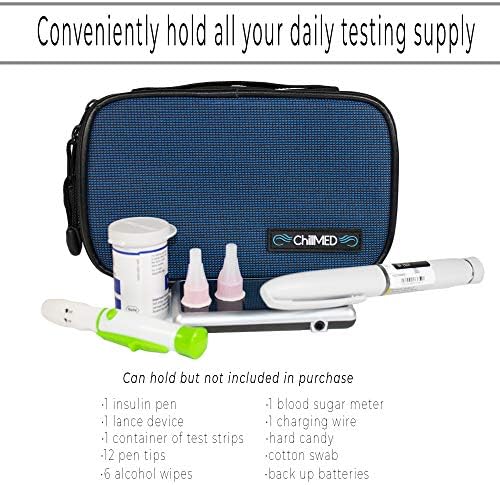 Chillmed® Придружник на гликоза мерач на глувци, торба за снабдување со дијабетичари Организатор за патување и носење инсулин и други