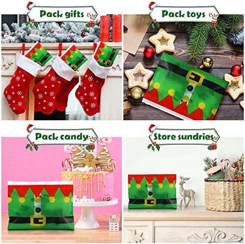 Оудаин 50 Парчиња Божиќни Кеси За Подароци За Божиќни Забави Пластични Кеси За Бонбони Чанти За Забава За Забава За Роденденски Туш