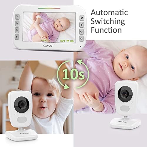 Axvue Видео Бебе Монитор, Удобно Тенок Дизајн Рачно Куќиште, 5.0 Монитор На Екранот &засилувач; 2 Камера, Опсег до 1000ft, 8 Часовен Траење