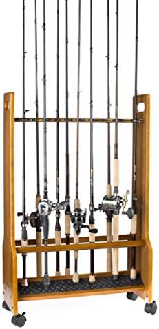 Стариот Cedar Outfitters двострана тркалачка решетка за риболов за складирање на риболов, држи до 32 шипки за риболов, PFR-032
