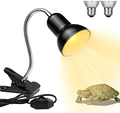 Ламби за топлински ламби, желка ламба UVA/UVB желка аквариум резервоар за греење на ламби со стегач, 360 ° ротирачка ламба за базинг за гуштер