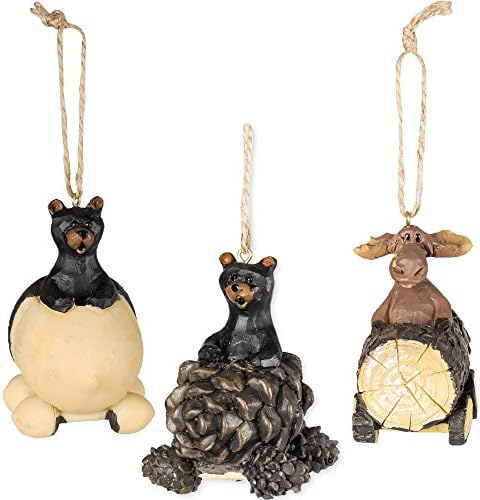 Slifka Sales Co. Bear & Moose Возење Божиќни украси 3 парчиња Декоративен сет