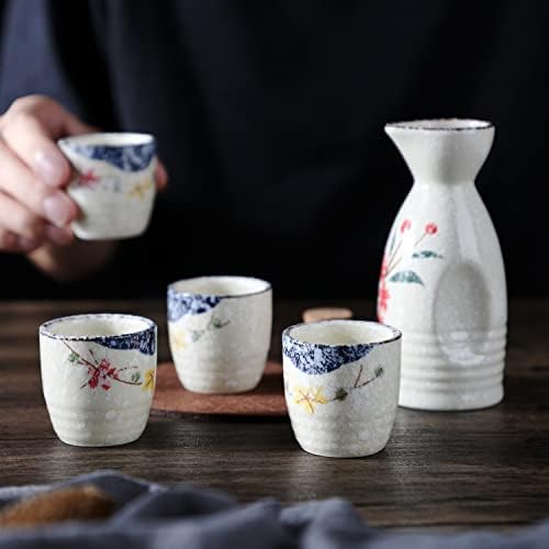 Јапонски ради постави порцелански гроздобер керамички тенџере со флагон алкохол чаши поставени кујнски трпезариски сад за пијалоци 1 сервирање