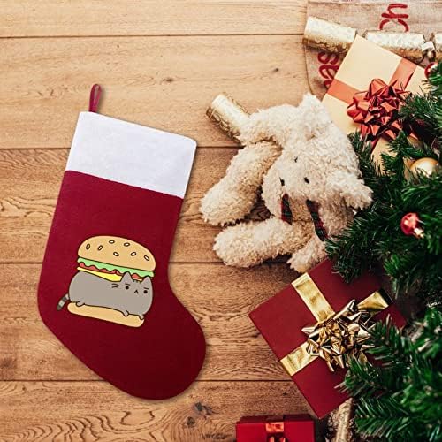 Смешен хамбургер за мачки персонализирана Божиќна порибување Божиќна камин семејна забава што виси украси