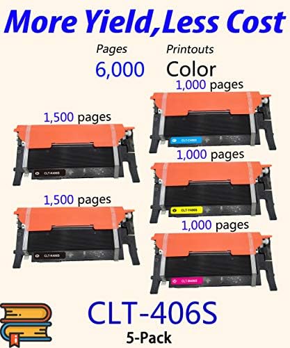5-Пакет Colorprint Компатибилен CLT406S Тонер Кертриџ Замена За Samsung 406S CLT-406S Работа СО CLP-365W Xpress SL-C410W SL C460FW CLX-3305FW