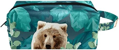 Тбуобт Торба За Шминка Патување Козметичка Торбичка Торбичка Чанта Чанта Со Патент, зелени лисја од животинска мечка