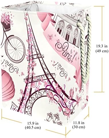Инхомер Париз Ајфеловата Кула Со Велосипед Големи Перење Попречува Водоотпорен Склопувачки Облека Попречува Кошница За Облека Играчка