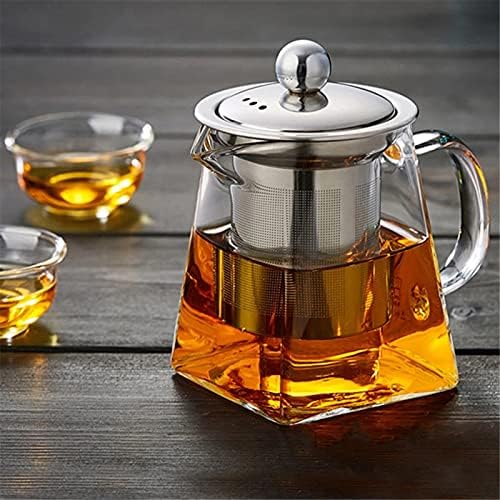 Чиста стаклена чај котел тенџере чајник отпорен на топлина, квадратен чај чај чај сет филтер млеко олонг чај чај со филтер