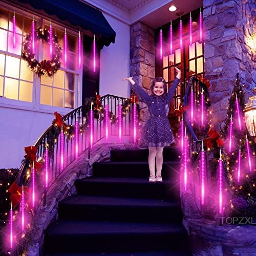 Topzxl метеорски туш светла, 80 см 10 цевки LED водоотпорни светла на дождовница, декоративни жици светла за Божиќен прозорец /Велигденско