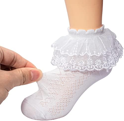 Гледајќи 5 Пара Мали Бебиња Девојчиња Возбудливи Чорапи Од Тантела Мрежа Од Дупки Памучен Глужд Мек Фустан Деца Принцеза чорапи 2-13Т