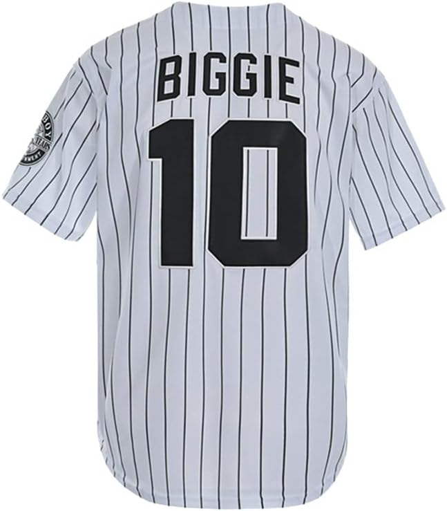 Машка маичка маичка 10 лошо момче 90 -ти хип -хоп облека црно бело зашиен филм бејзбол дрес