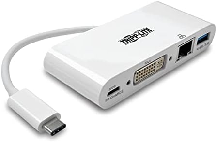 TRIPP LITE USB C До Dvi Multiport Видео Адаптер Конвертор 1080p w/ USB-Центар, USB-C Pd Полнење, Gigabit Ethernet Порта, Thunderbolt
