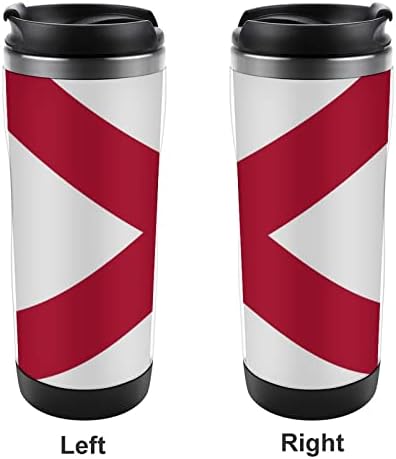 Државно знаме на Алабама, патување со кафе, со капаци со капаци од не'рѓосувачки челик, шише со двојна wallидна вода
