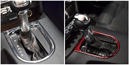 Налепница за декорација на панел за менување на автомобили прстен прстен налепница за јаглеродни влакна компатибилен со Ford Mustang 2015