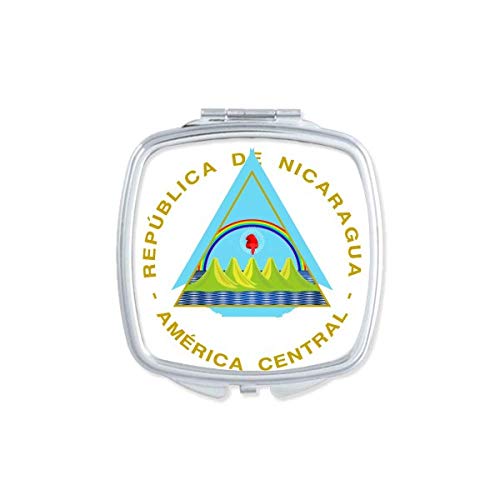 Национален амблем на Nicaragua, преносен компактен компактен џеб шминка, двострано стакло