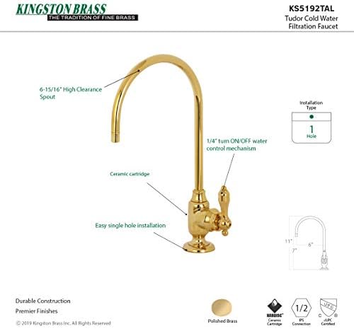 Кингстон месинг KS5192Tal Tudor Filtration Filtration Faucet, полиран месинг