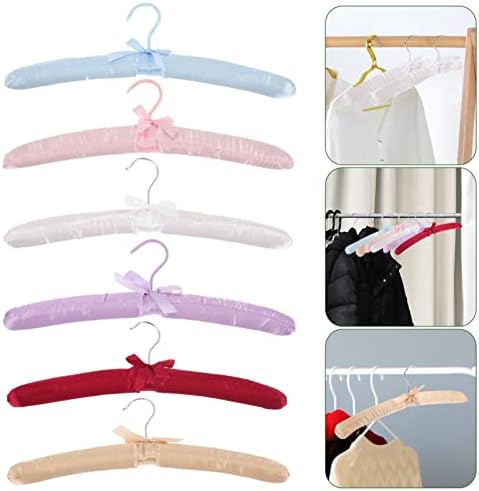 Метални закачалки со тешки закачалки за закачалки Облека за висечки решетки: 6 парчиња мека ткаенина без рамо за рамо, закачалка