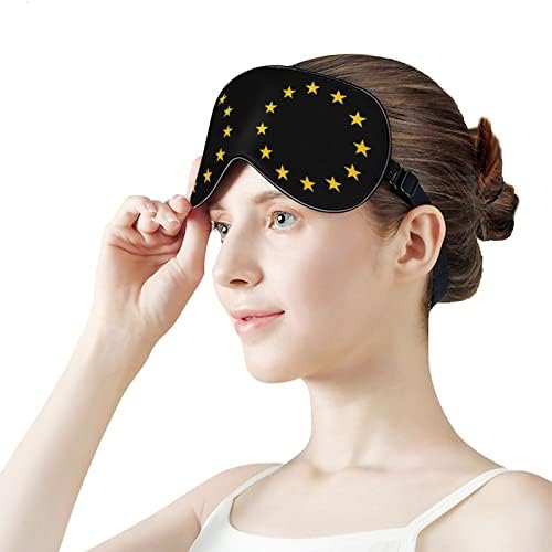 Европа ЕУ знаме Смешно спиење маска за очи меко занишано капаче за очи со прилагодлива ноќна лента за очила за мажи жени
