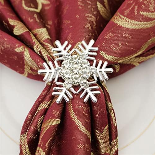 XJJZS 10 парчиња/Божиќна снегулка со салфетка легура прстен за салфетка, свадба хотелски маса, салфетка тока тока десктоп украси