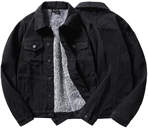 Ubst тексас јакни за мажи, зимско задебелен топол ретро случајно палто гроздобер руно кадифен јакна со повеќе џебови
