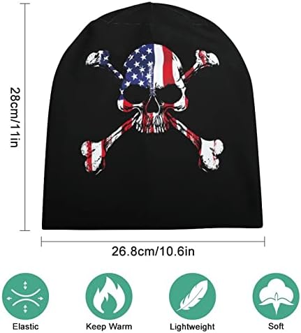 Американско знаме череп капаче, мека топла целосна пулвер капа капа за череп за спиење за унисекс