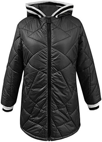 Зимски палта за жени топло зимски палто со долг ракав, долга качулка, загреано палто со џебови ватирана зимска јакна висока големина