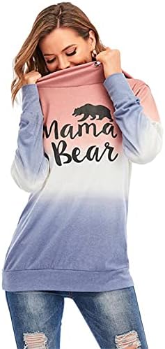 Kakalotенска мама мама мечка печати кукавички качулка за џемпери, влечење влечење на врвот на врвот