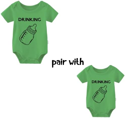 Ysculbutol Бебе близнаци за пиење со каросерии за пиење новородени бебиња ромпер близнаци момче девојче што одговара