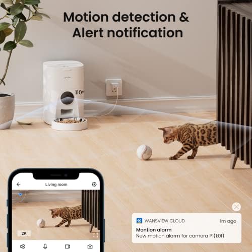 Автоматски Фидер За Миленичиња За Мачки И Кучиња - Wansview 4l Smart Feeding Solutions СО 2k Камера Видео Снимање и 2-Насочен Аудио, 2.4 G WiFi