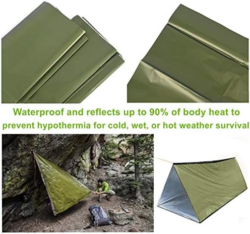 Термички шатор за итни случаи, компактен лесен водоотпорен водоотпорен Mylar 59 x 98.4 '' Survival Survival Tube 2-лице засолниште за засолниште