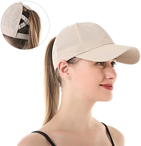Секако, жени конска опашка за безбол капа, прилагодлива висока неуредна пунџа Брза сува капа