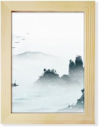 Diythinker пејзаж боја кинески стил акварел десктоп украсен фото рамка дисплеј уметност сликарство дрвена
